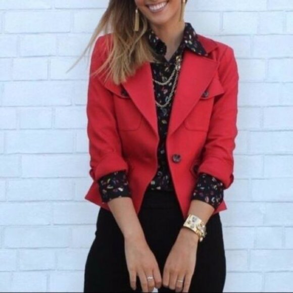 CAbi The Little Red Blazer Jacket Crimson HW9897 - Picture 10 of 10